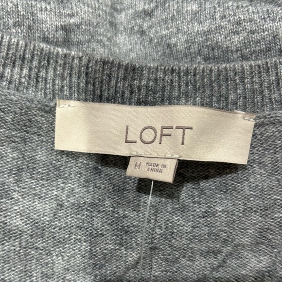 LOFT HEATHER GREY EMBELLISHED SWEATER (M) - Picture 13 of 13